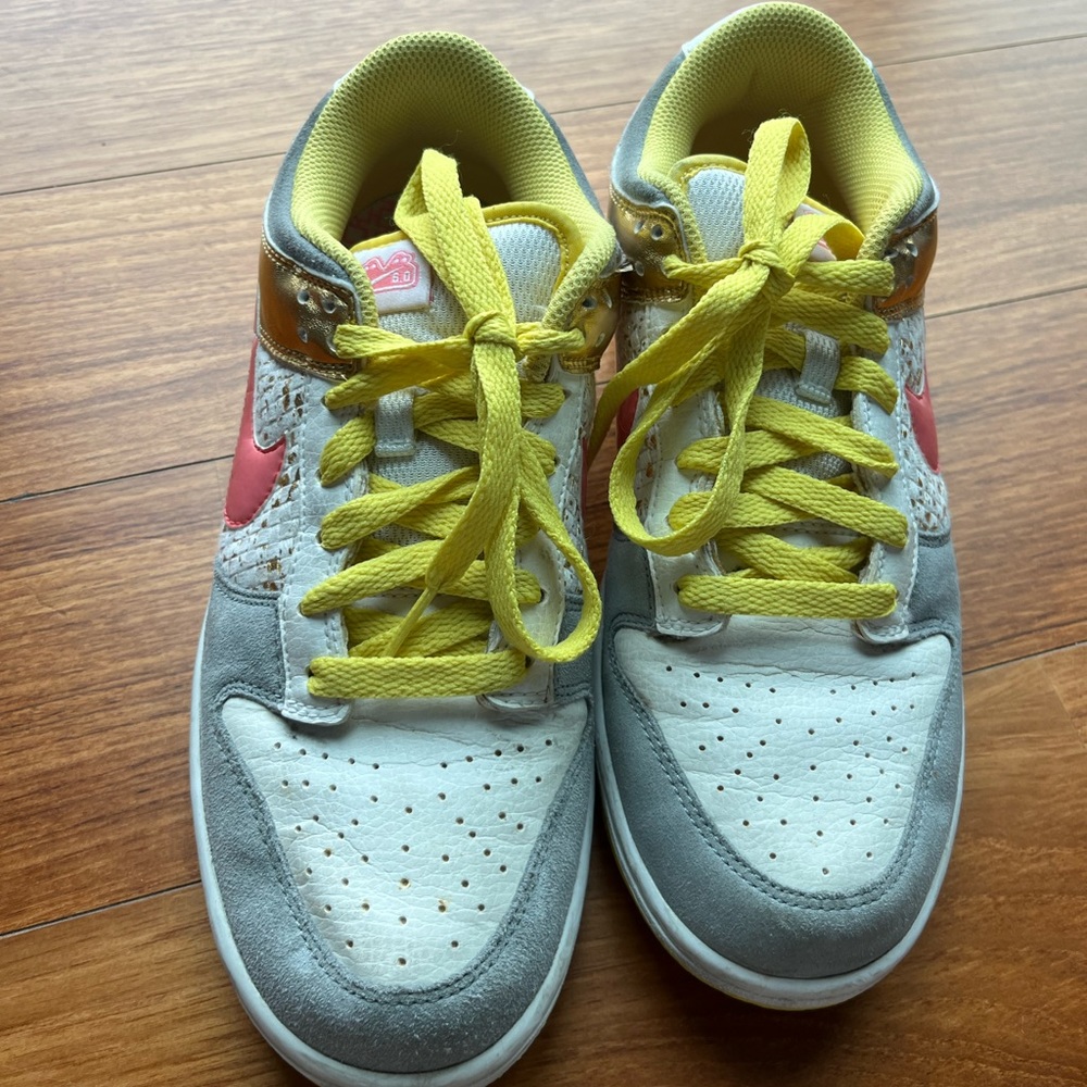 Nike Dunk Low 6.0 white metallic gold pink shoes